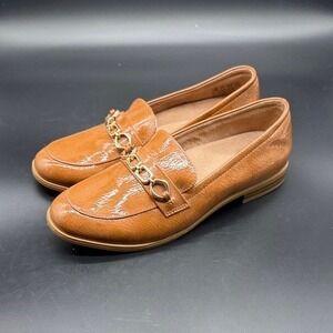 Naturalizer Marianna Loafers Women Brown Patent Chain Detail Slip On Shoes 8M